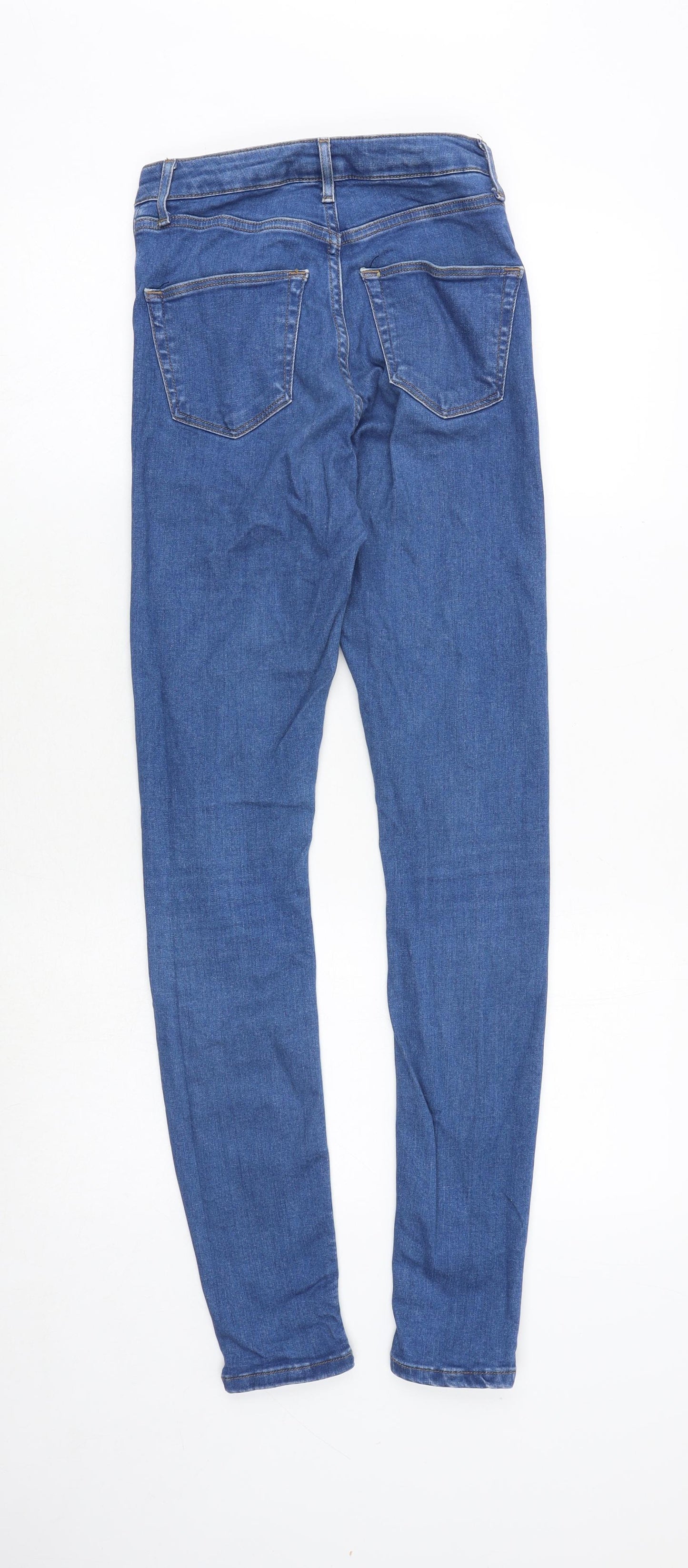 Topshop Womens Blue Cotton Skinny Jeans Size 26 in Regular Zip
