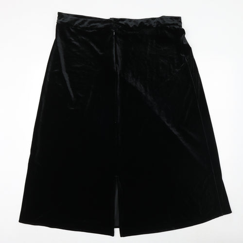 Marks and Spencer Womens Black Polyester Swing Skirt Size 20 Button