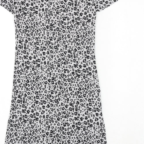 Marks and Spencer Womens Grey Animal Print Viscose Top Dress Size 6 - Leopard Print