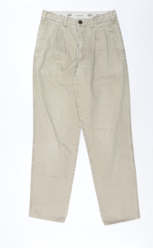 DOCKERS Mens Beige Cotton Straight Jeans Size 33 in L34 in Regular Zip