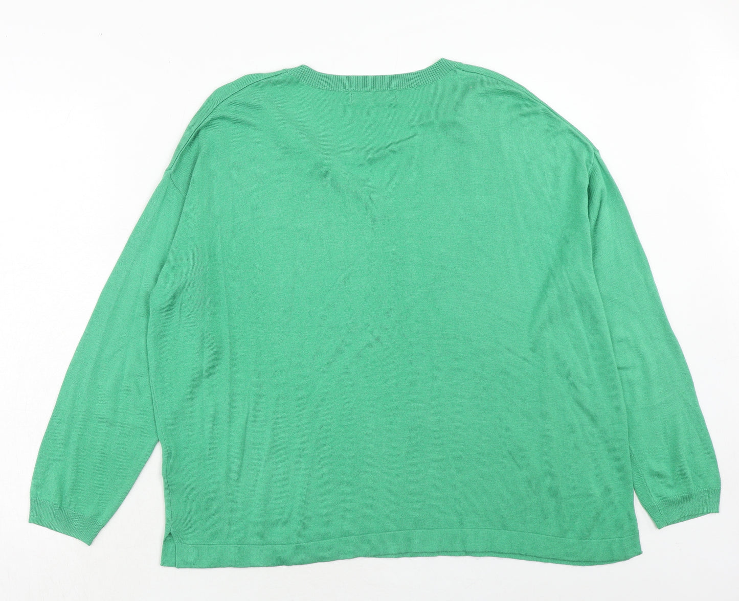 Marks and Spencer Womens Green V-Neck Acrylic Pullover Jumper Size XL