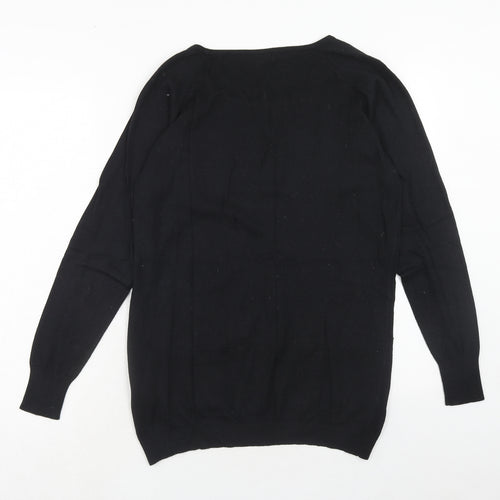 Warehouse Womens Black Round Neck Cotton Pullover Jumper Size 8