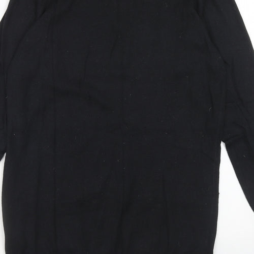 Warehouse Womens Black Round Neck Cotton Pullover Jumper Size 8