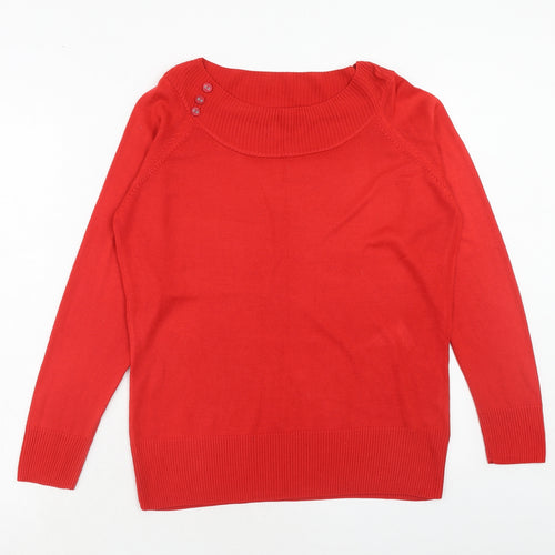 Marks and Spencer Womens Red Boat Neck Acrylic Pullover Jumper Size 18