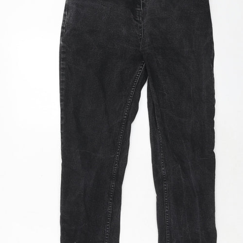 Warehouse Womens Black Cotton Straight Jeans Size 10 Regular Zip