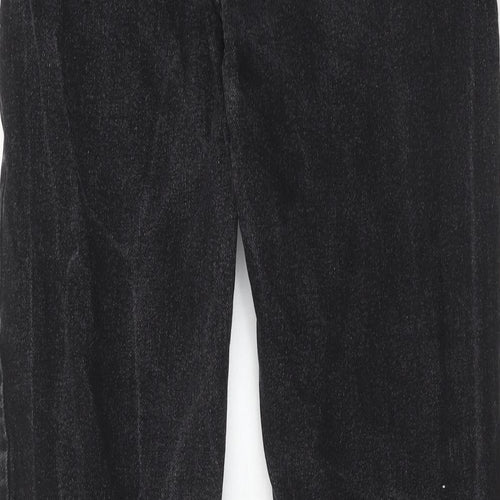 Warehouse Womens Black Cotton Straight Jeans Size 10 Regular Zip