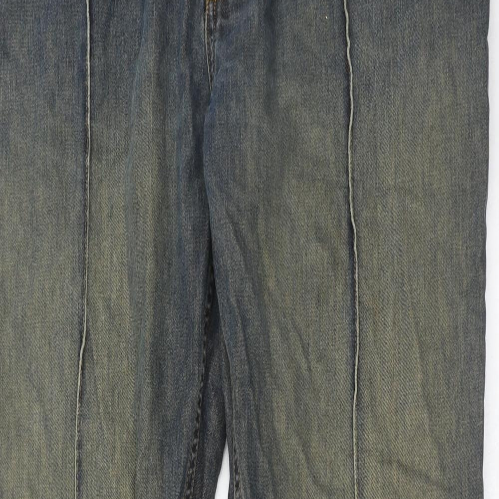 Nico Mens Blue Cotton Bootcut Jeans Size 34 in Regular Button - Long Leg