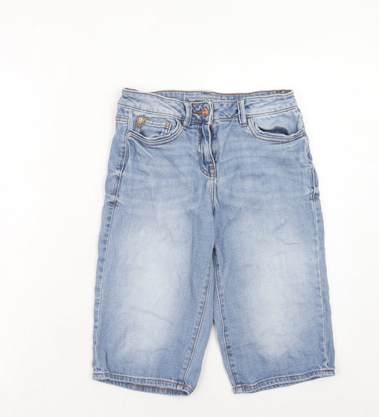 NEXT Womens Blue Cotton Bermuda Shorts Size 6 Regular Zip
