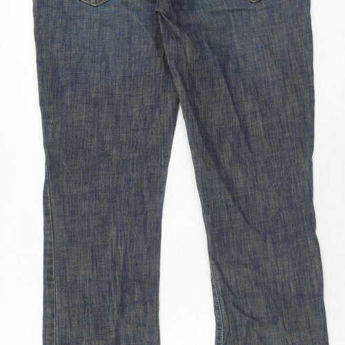 H&M Womens Blue Cotton Straight Jeans Size 8 Regular Button