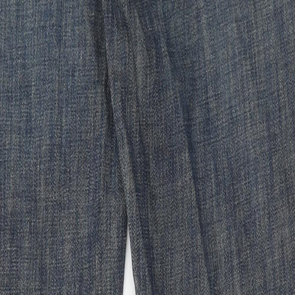 H&M Womens Blue Cotton Straight Jeans Size 8 Regular Button