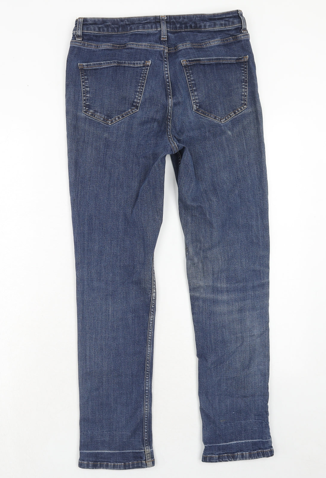 John Lewis Boys Blue Cotton Skinny Jeans Size 12 Years Regular Zip
