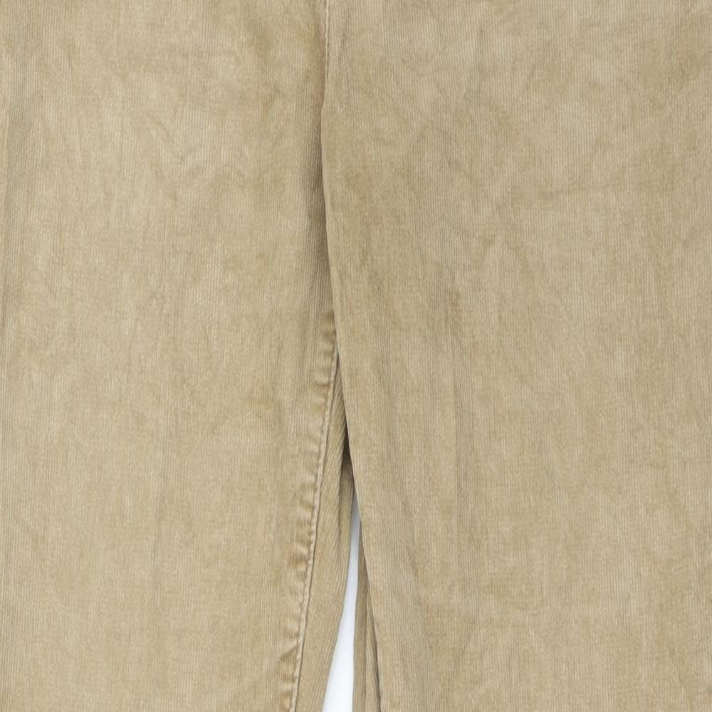 Lands' End Womens Brown Cotton Trousers Size 14 Regular Zip