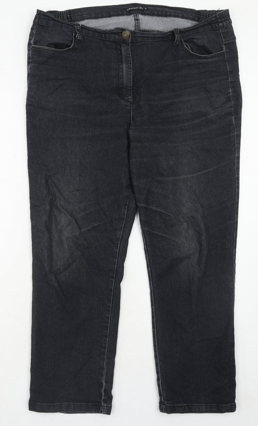 Bonmarché Womens Blue Cotton Straight Jeans Size 18 Regular Zip
