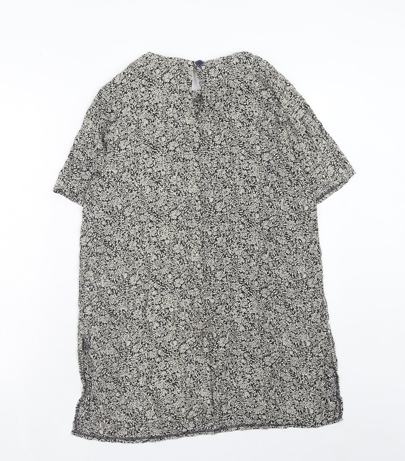 Nightingales Womens Beige Geometric Viscose Tunic T-Shirt Size 16 Round Neck