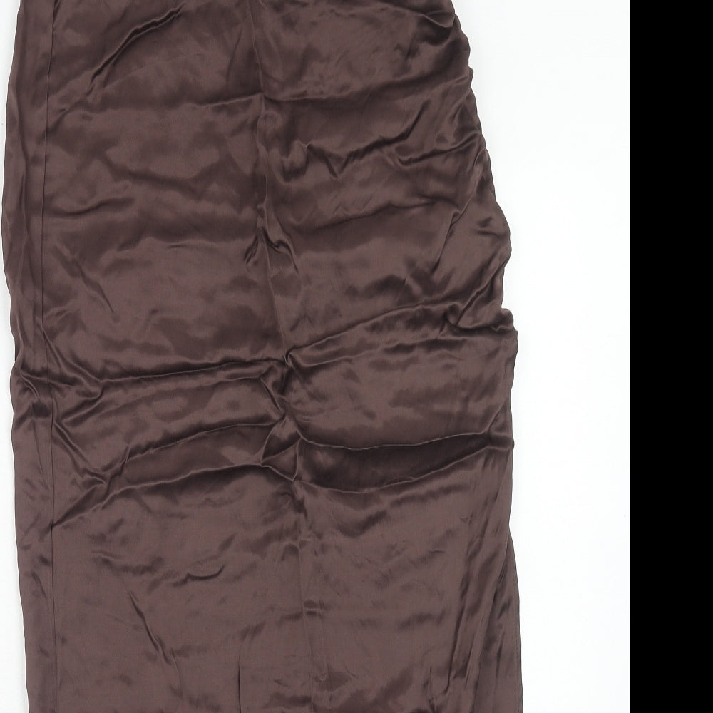 Zara Womens Brown Viscose A-Line Skirt Size S Zip
