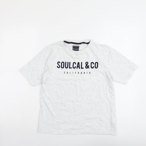 SoulCal&Co Boys Blue Cotton Basic T-Shirt Size 13 Years Round Neck Pullover