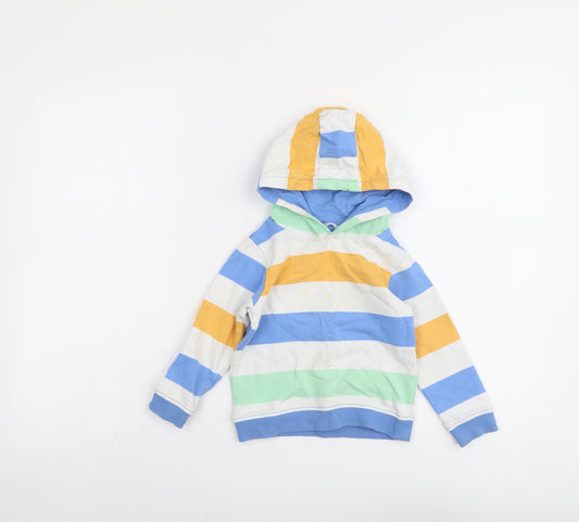 Marks and Spencer Boys Multicoloured Striped Cotton Pullover Hoodie Size 2-3 Years Pullover