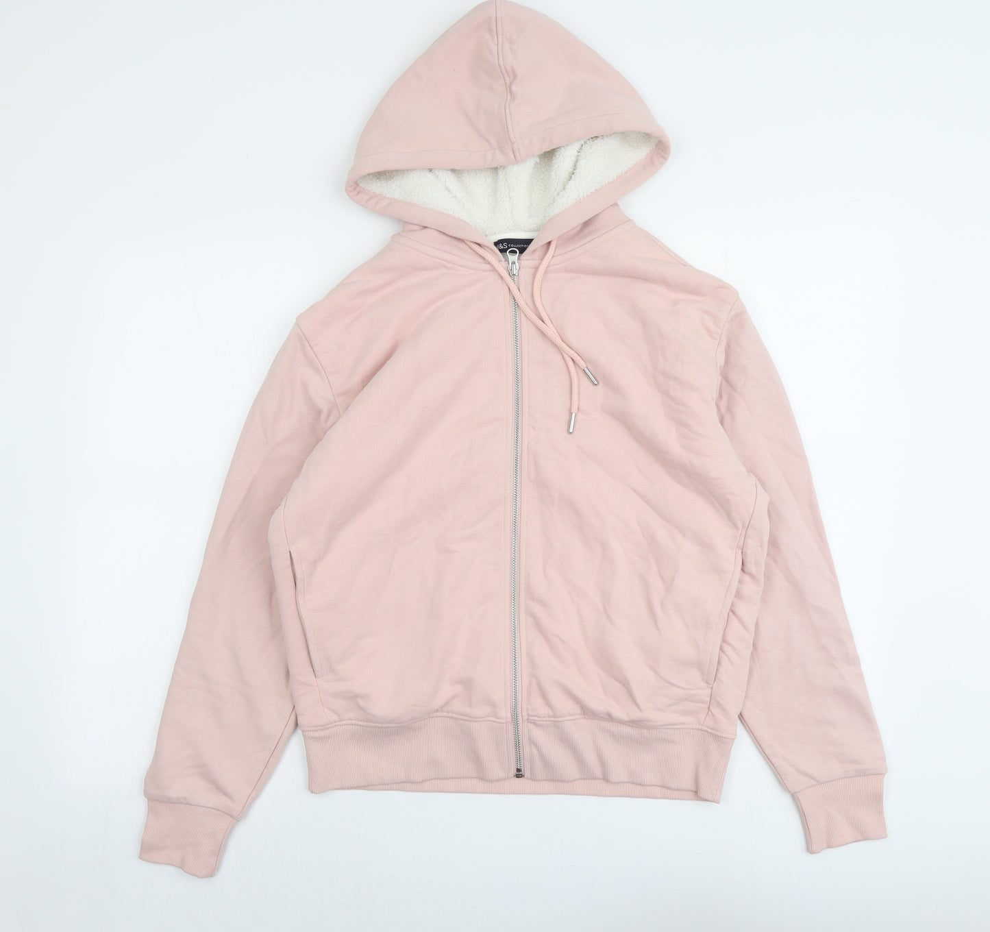Marks and Spencer Womens Pink Cotton Full Zip Hoodie Size S Zip