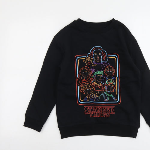 Marks and Spencer Boys Black Cotton Pullover Sweatshirt Size 9-10 Years Pullover - Stranger Things