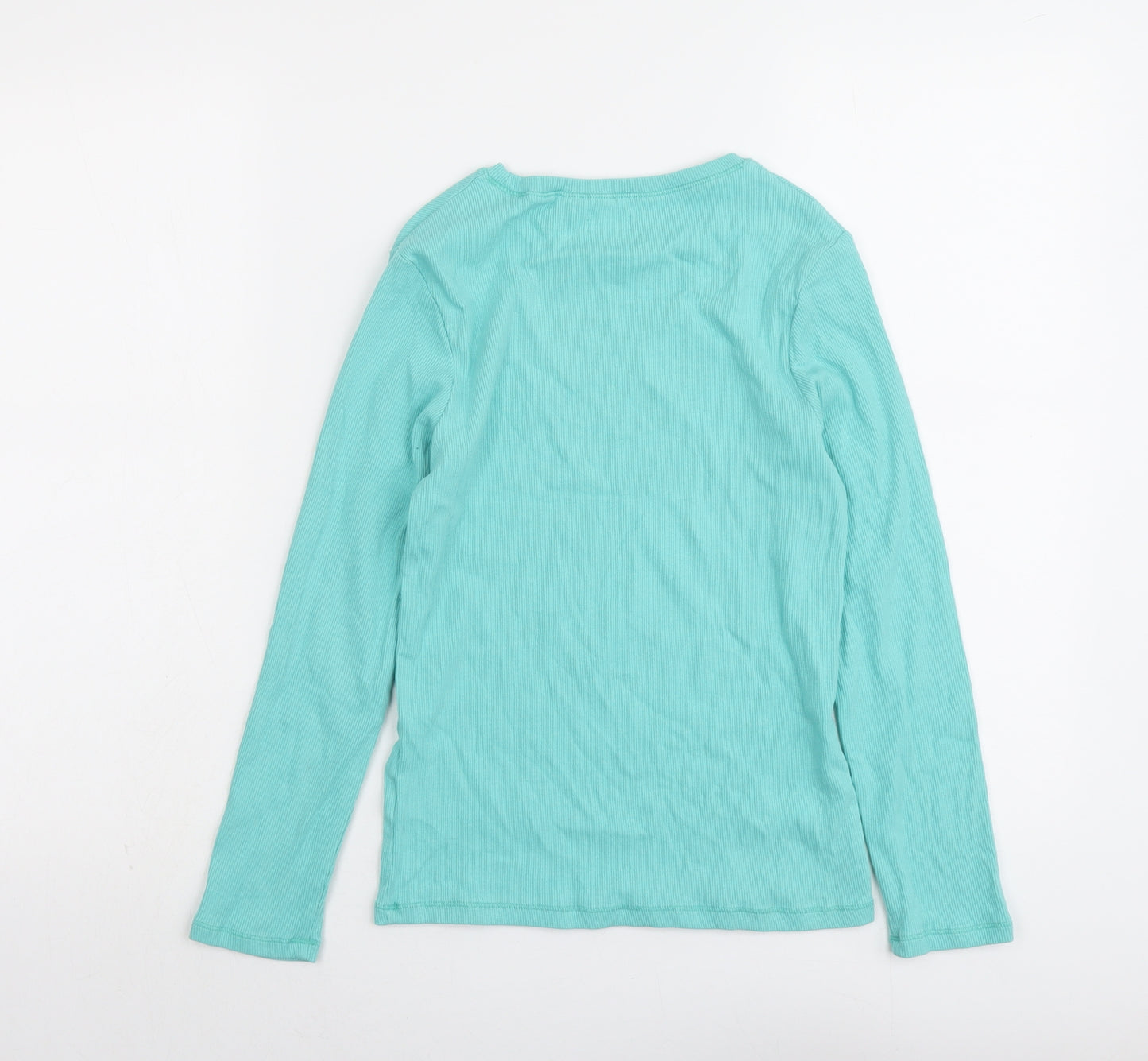 NEXT Girls Green Cotton Basic T-Shirt Size 12 Years Round Neck Pullover