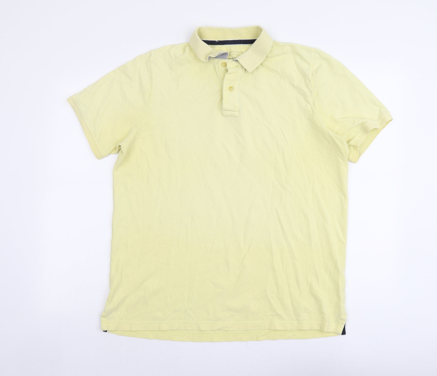 John Lewis Mens Yellow Cotton Polo Size XL Collared Button