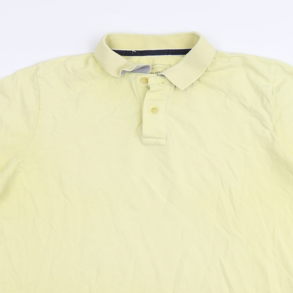 John Lewis Mens Yellow Cotton Polo Size XL Collared Button