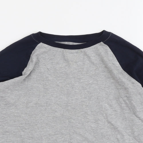 John Lewis Boys Grey Cotton Basic T-Shirt Size 9 Years Round Neck Pullover