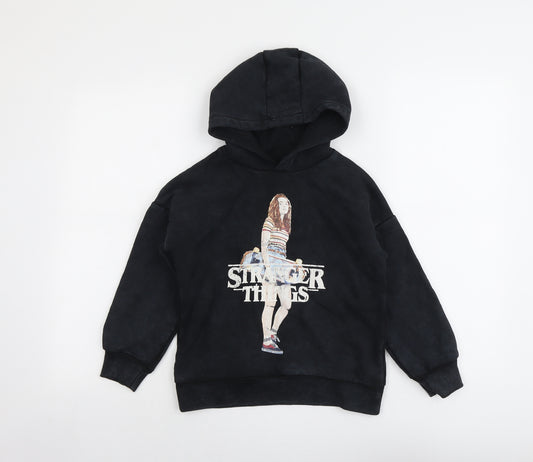 Marks and Spencer Boys Black Cotton Pullover Hoodie Size 7-8 Years Pullover - Strangers Things