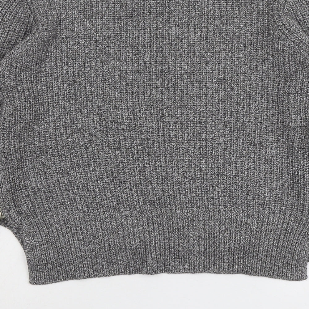 H&M Womens Grey Round Neck Acrylic Pullover Jumper Size S