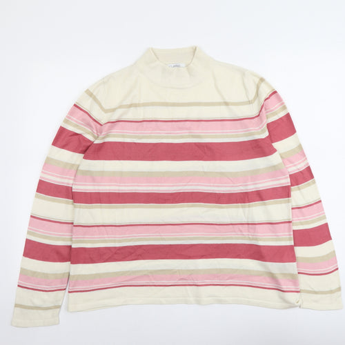 Marks and Spencer Womens Multicoloured Mock Neck Striped Acrylic Pullover Jumper Size 12