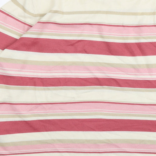 Marks and Spencer Womens Multicoloured Mock Neck Striped Acrylic Pullover Jumper Size 12
