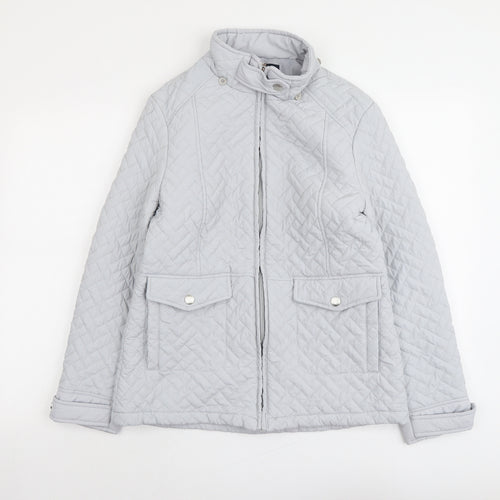 EWM Womens Grey Quilted Jacket Size 10 Zip