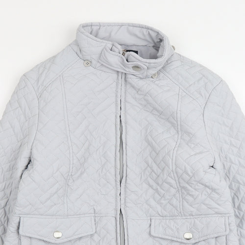 EWM Womens Grey Quilted Jacket Size 10 Zip