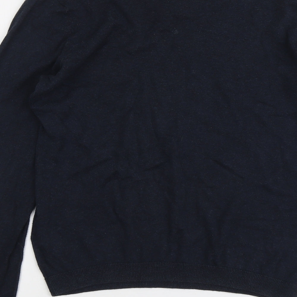 Topman Mens Blue V-Neck Cotton Pullover Jumper Size XS Long Sleeve