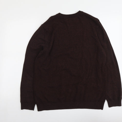 Topman Mens Brown Crew Neck Cotton Pullover Jumper Size XL Long Sleeve