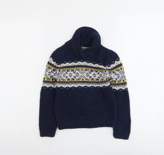 E of M Boys Blue Collared Cotton Pullover Jumper Size 4-5 Years Pullover