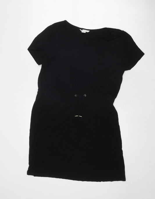 H&M Womens Black Viscose T-Shirt Dress Size M Round Neck Pullover