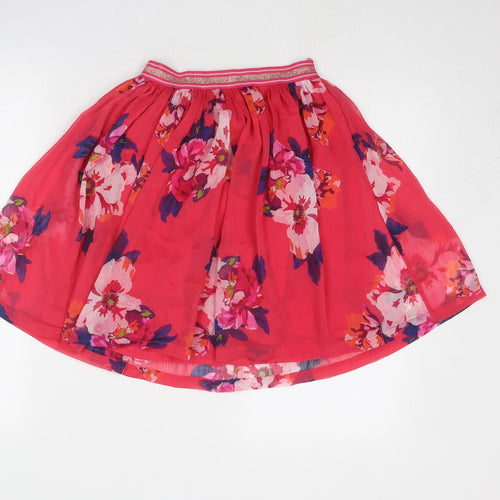 Joules Girls Pink Floral Polyester Skater Skirt Size 11-12 Years Regular Pull On