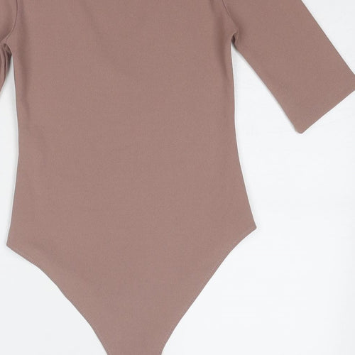 Zara Womens Brown Polyester Bodysuit One-Piece Size S Snap