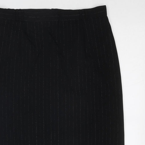 Bonmarché Womens Black Striped Polyester A-Line Skirt Size 16 Zip