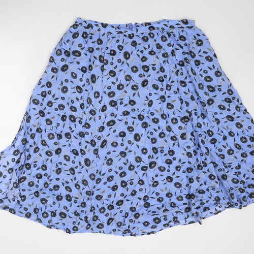NEXT Womens Blue Floral Modal Swing Skirt Size 16 Zip