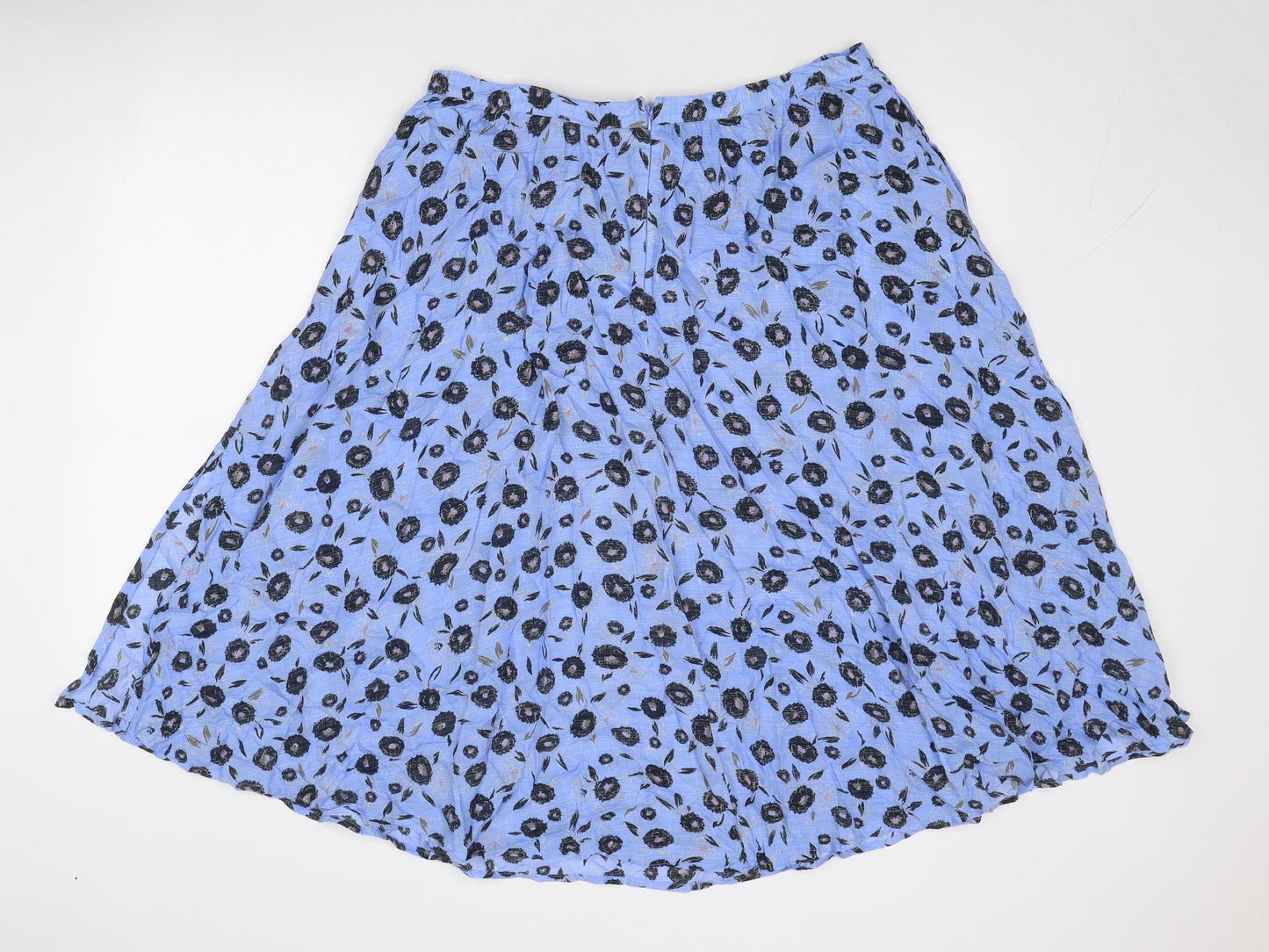 NEXT Womens Blue Floral Modal Swing Skirt Size 16 Zip
