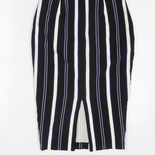 River Island Womens Blue Striped Polyester Straight & Pencil Skirt Size 6 Zip