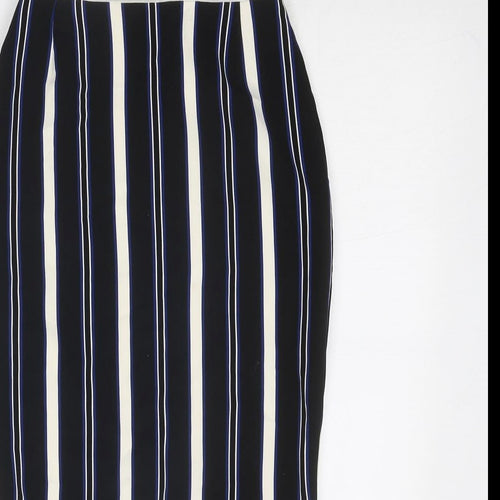 River Island Womens Blue Striped Polyester Straight & Pencil Skirt Size 6 Zip