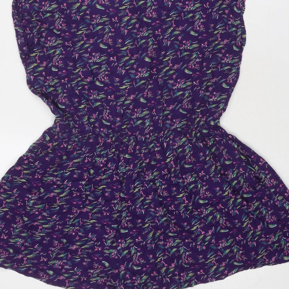 Chelsea Girl Womens Purple Geometric Viscose Playsuit One-Piece Size 12 Button