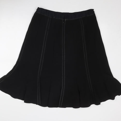 Bonmarché Womens Black Polyester Swing Skirt Size 20 Zip