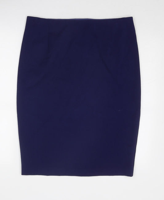 Marks and Spencer Womens Blue Polyester Straight & Pencil Skirt Size 16 Zip