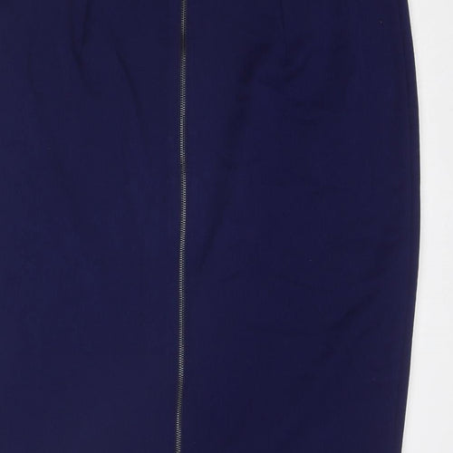 Marks and Spencer Womens Blue Polyester Straight & Pencil Skirt Size 16 Zip