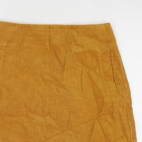 New Look Womens Yellow Polyester A-Line Skirt Size 6 Zip