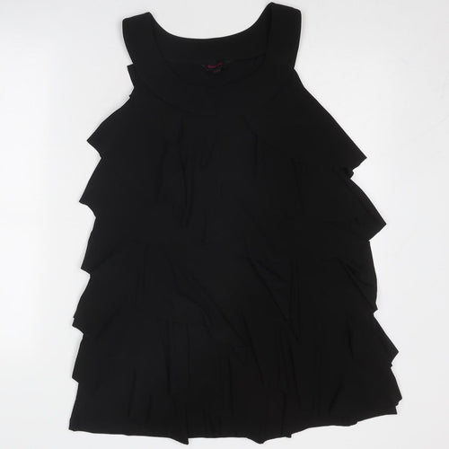 Simply Be Womens Black Polyester Skater Dress Size 16 Round Neck Pullover